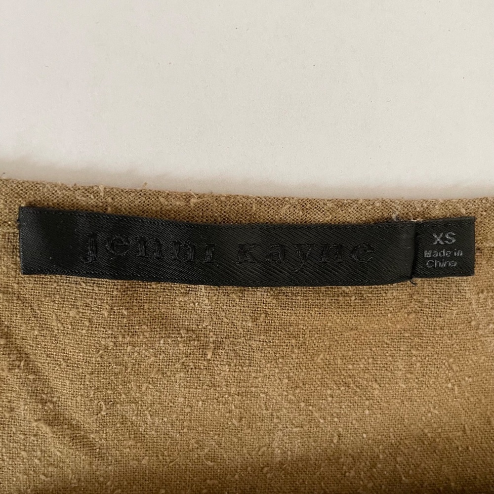 Jenni Kayne Riviera Slip Tank Dress, 100% Raw Silk Green / Brown, Boho Size XS - Picture 8 of 11